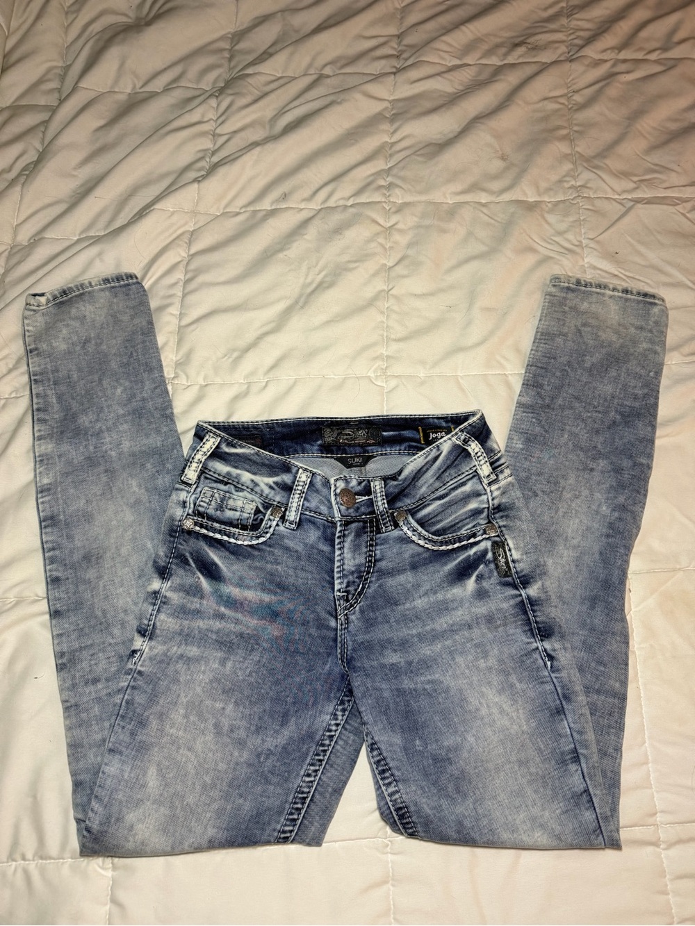 Silver Jeans Faded Blue Skinny Jeans